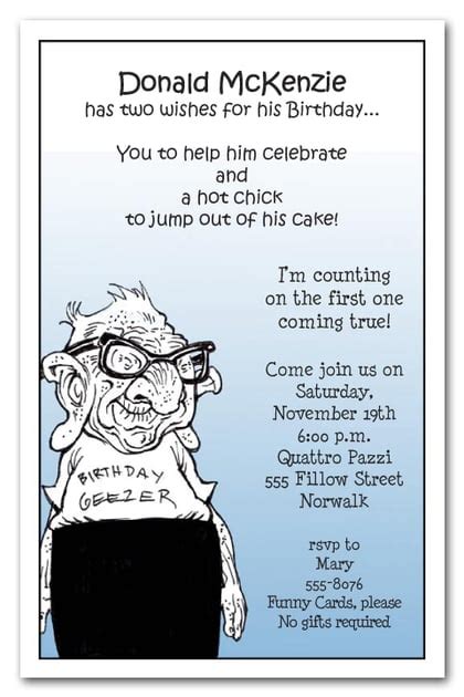 Geezer Guy Birthday Party Invitations Over The Hill Invitations