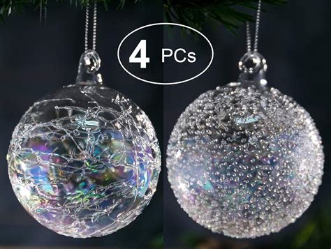 Christmas Glass Handmade Clear Iridescent Ball Ornaments 3