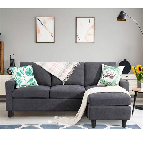 Buy Shintenchi Convertible Sectional Sofa Couch Modern Linen Fabric L