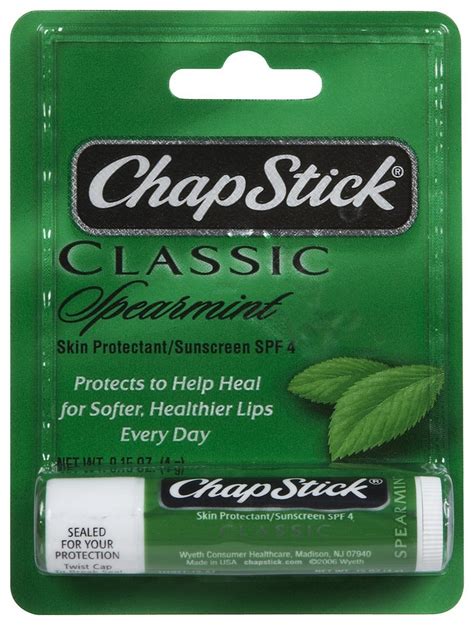 chapstick classic spearmint skin protectant sunscreen spf 4 lip balm