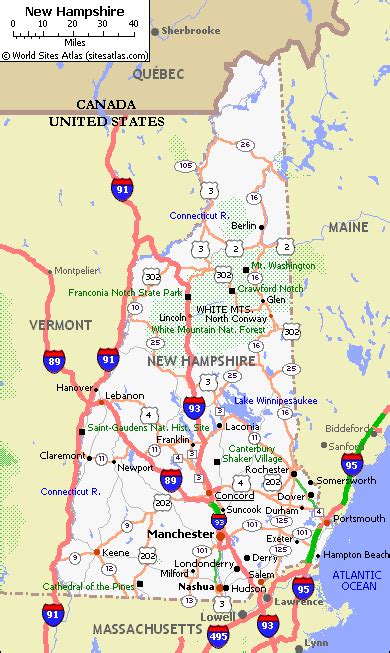 New Hampshire Pet Friendly Road Map By 1click
