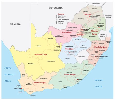 Bản đồ đất Nước Cộng Hòa Nam Phi Khổ Lớn Phóng To 2024