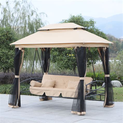 Outsunny 3 Seater Swing Hammock Garden Chair Bench Day Bed Canopy