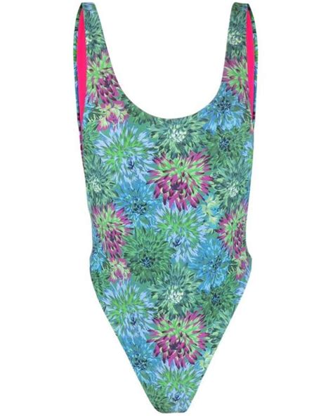 Reina Olga Synthetic Floral Print Swimsuit In Green Lyst
