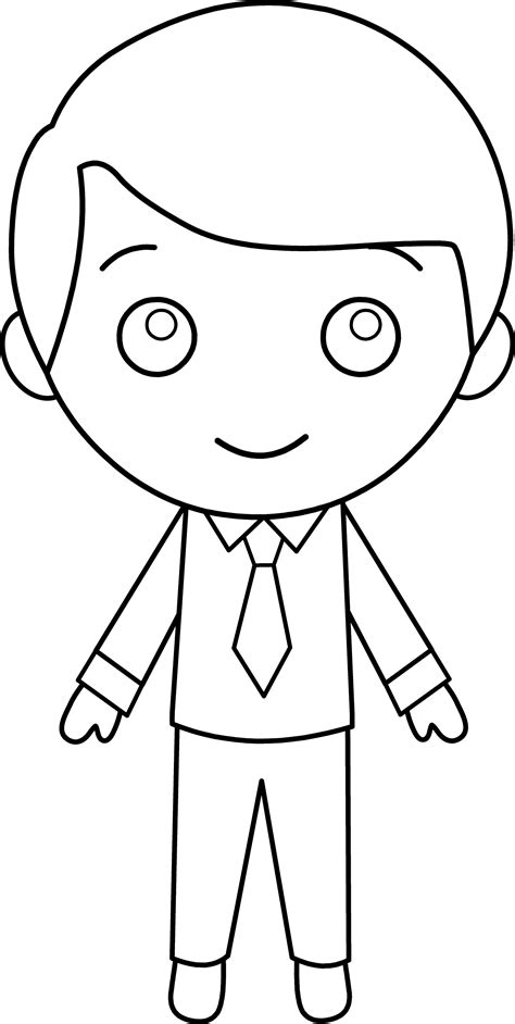 Little Guy In Suit Line Art Free Clip Art