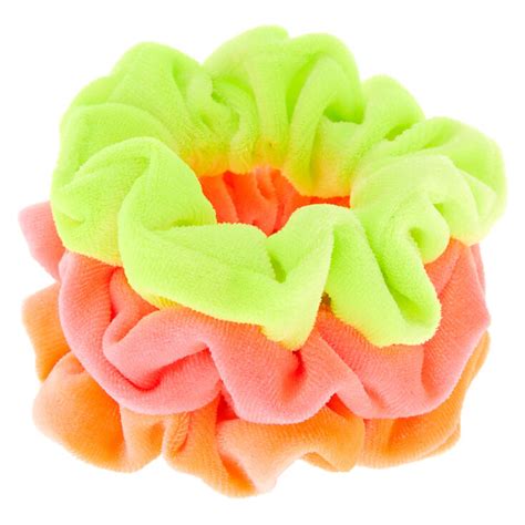 Claires Club Small Neon Velvet Hair Scrunchies 3 Pack Claires Us
