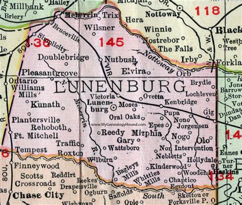 Lunenburg County Virginia Map 1911 Rand Mcnally Victoria