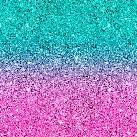 Pink And Turquoise Glitter Ombre Art Print By Artonwear