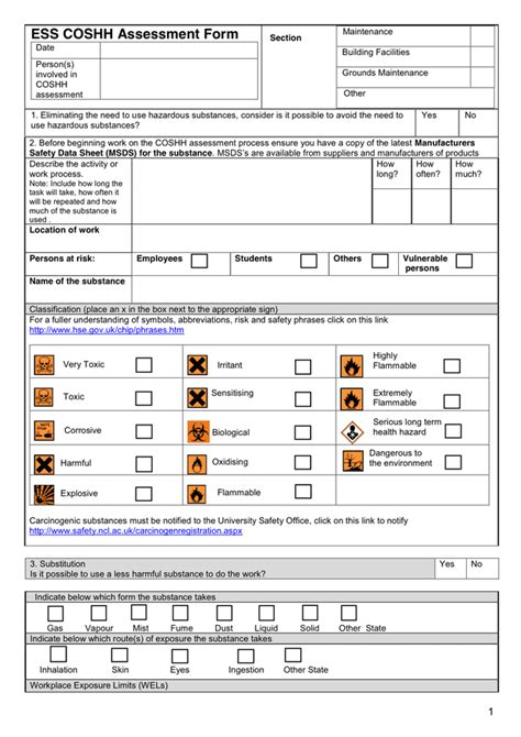 Coshh Risk Assessment Form Free Templates In Pdf Word Porn Sex Picture
