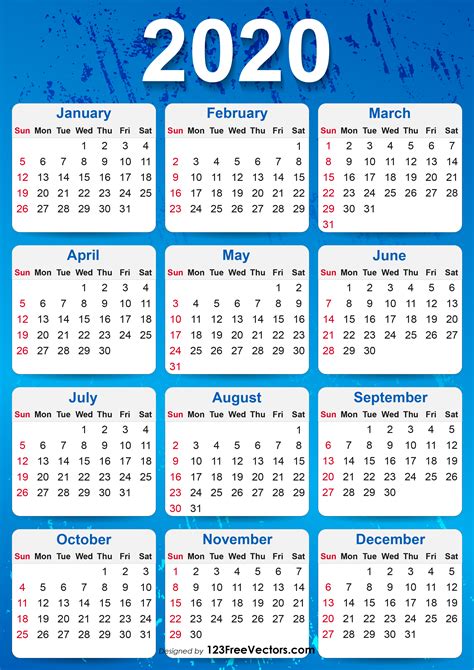Yearly Calendar 2020 Free Download And Print Riset