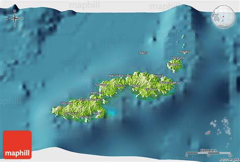 Physical 3d Map Of Kadavu Satellite Outside