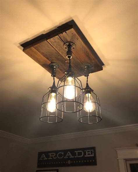 Excited To Share This Item From My Etsy Shop Cage Industrial Barn Wood Ceiling Chandelier
