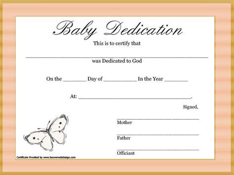 Best Printable Baby Dedication Certificate William Blog