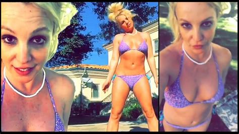 Britney Spears Does Yoga Wearing Only A Tiny Purple Bikini Youtube