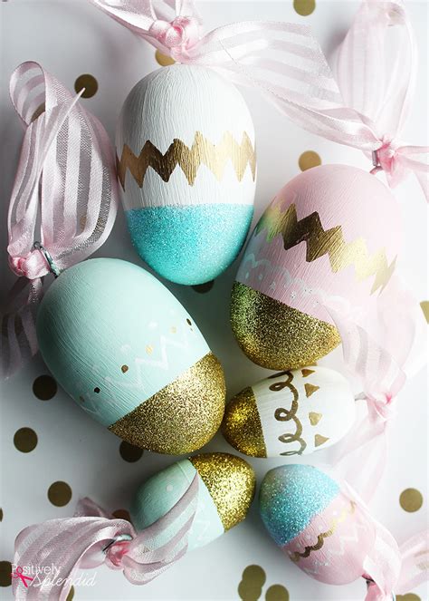 Glittered And Painted Wooden Handmade Diy Easter Eggs