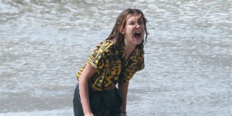 Millie Bobby Brown Films A Dramatic Scene At The Beach For ‘stranger