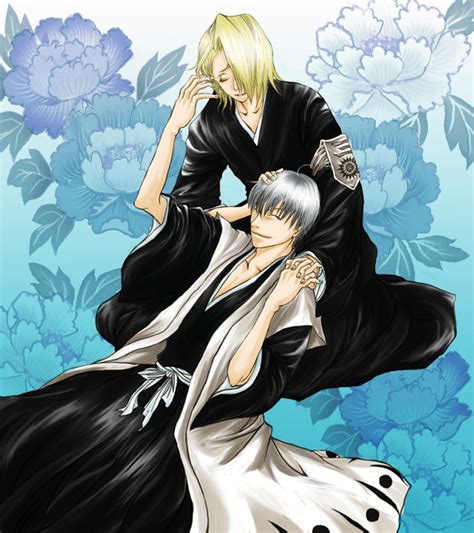The Big Imageboard Tbib Bleach Blonde Hair Flower Grey Hair Hug Ichimaru Gin Izuru Kira