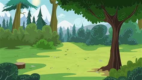Cartoon Landscape Jungle Background Forest Background Vector At