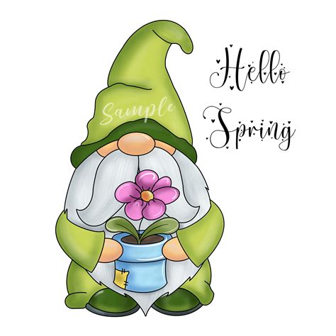 Gnome Digital Download Png Spring Gnome Clipart Sublimation Etsy
