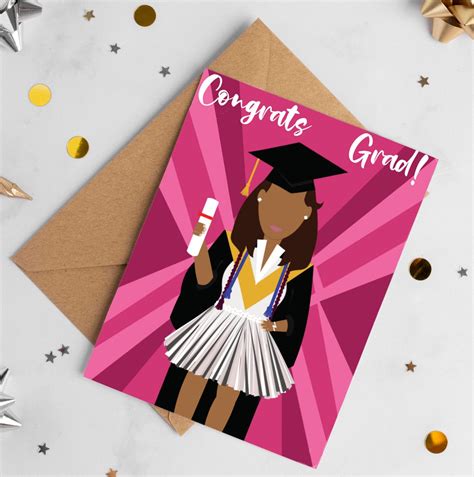 Congrats Grad African American Graduation Card For Her Etsy