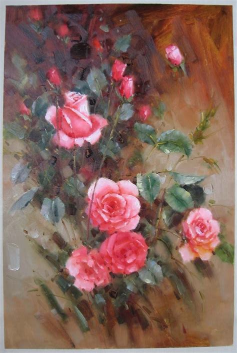 Rose Flower Hand Made Oil Painting Hand Painted Decorative