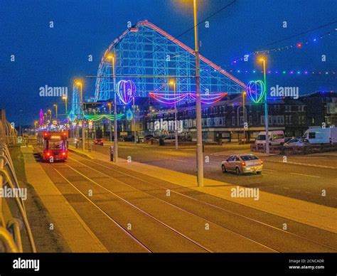 Blackpool Illuminations Looking North With The Pleasure Beach And A