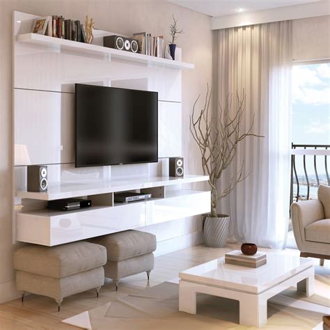 City 2.2 White Gloss Floating Wall Theater Entertainment Center by ...