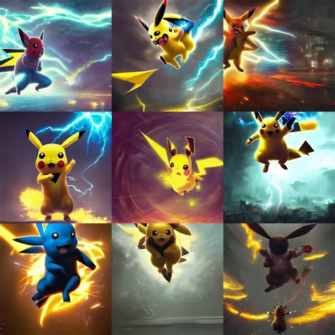 Pikachu Jumping Doing An Epic Electric Attack Stable Diffusion