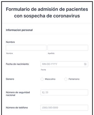 Formulario de admisión de pacientes con sospecha de coronavirus Plantilla de formulario Jotform