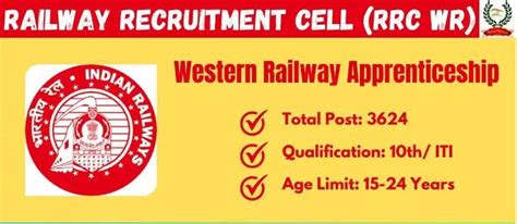 Rrc Western Railway Apprentice Recruitment 2023 Apply Online For 3624