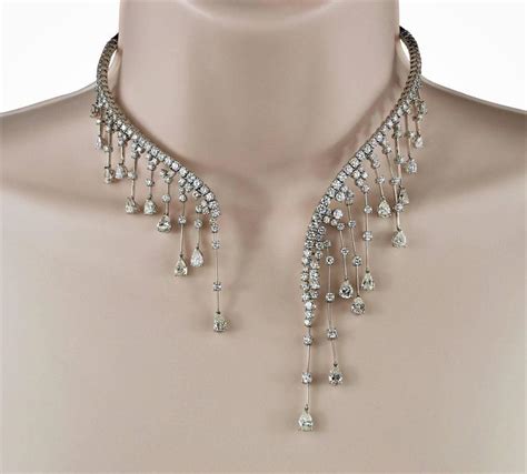 Stefan Hafner Exquisite Diamond White Gold Waterfall Necklace For Sale