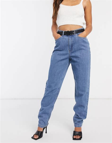 Missguided Denim Riot High Waisted Plain Rigid Mom Jeans In Blue Lyst