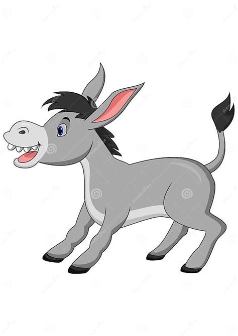 Cartoon Happy Donkey Isolated On White Background Stock Vector