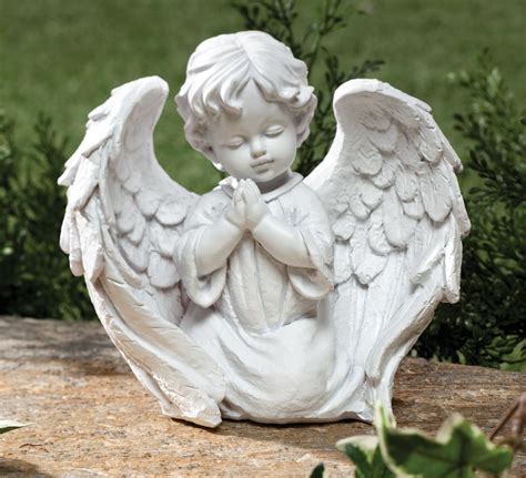 Praying Cherub Angel Resin Garden Memorial Statue Figurine 7 High X