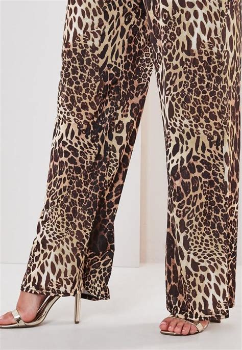Plus Size Brown Leopard Print Co Ord High Waisted Pants Missguided