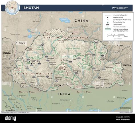 Topographic Map Of Bhutan Shaded Relief 2012 Stock Photo Alamy