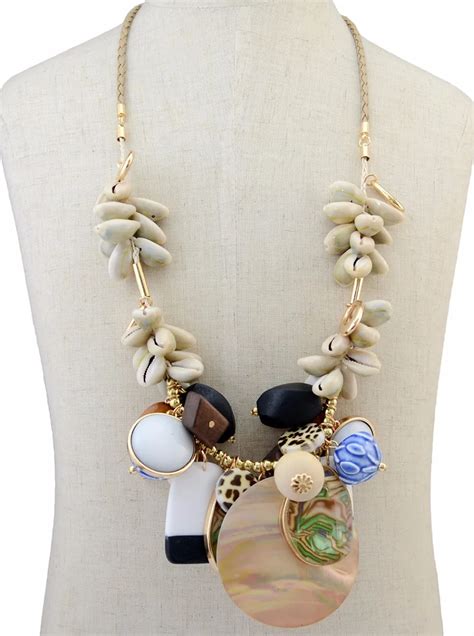 Handmade Summer Beach Shell Charm Necklace For Women Statement Acrylic