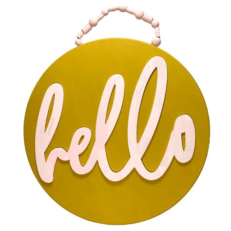 Hello Wood Round Hanging Sign Crafts Direct