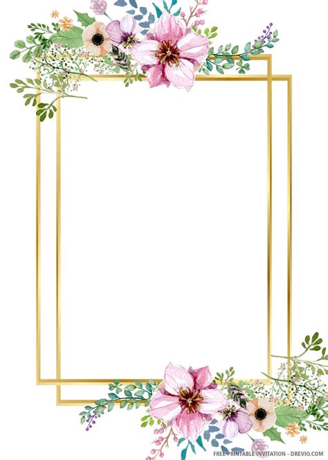 A Gold Frame With Pink Flowers And Greenery
