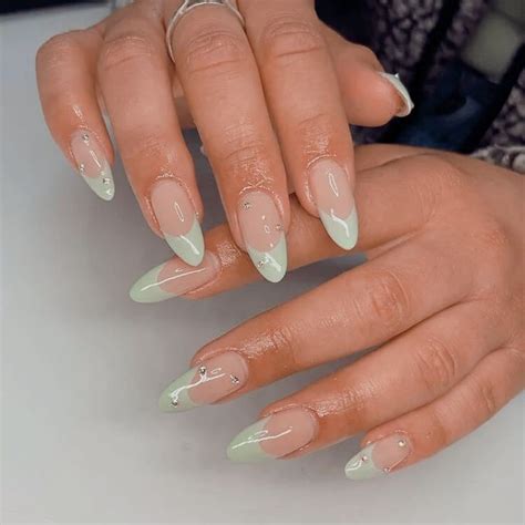 Aesthetic Nails In 2023 Green Nails Pointed Nails Soft Nails