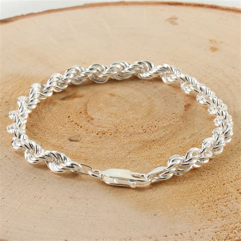 sterling silver 6 5mm diameter hollow ladies rope chain bracelet