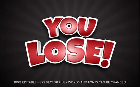 Premium Vector Editable Text Effect You Lose Style Illustrations