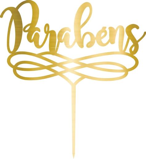 A Cake Topper With The Word Parabens On It In Gold Foiling