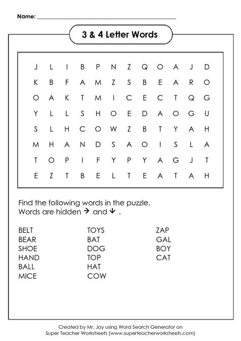 Word Search Puzzle Generator Making Words Kindergarten
