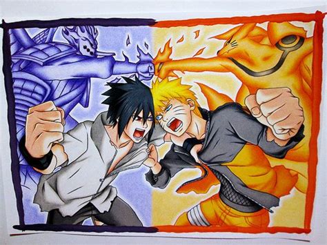 Naruto Vs Sasuke Final Battle Original Drawing By Hideakiart Naruto
