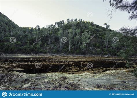 Rio Tinto River With Red Acidic And Polluted Water Due To Mining In