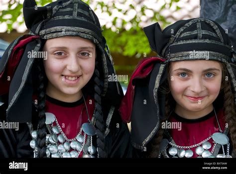 Young Traditionally Dressed Georgian Girls Sighnaghi Georgia Stock