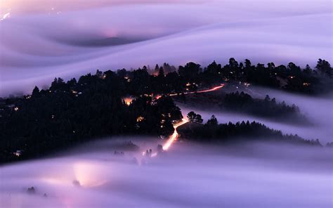 Download Wallpaper 3840x2400 Hills Clouds Aerial View Dusk Evening