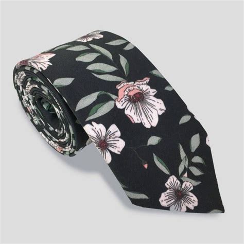 black floral skinny tie men s skinny tie floral tie etsy blush wedding tie skinny ties men