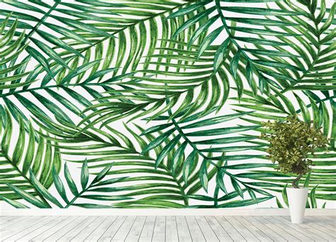 Watercolor Tropical Palm Leaves Wall Mural Wallpaper Canvas Art Rocks